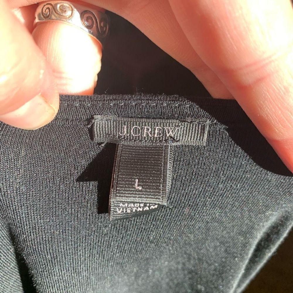 J Crew black knit preppy normcore L wrap blouse - Picture 3 of 3
